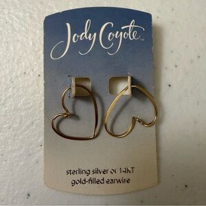 New Vintage Jody Coyote Sterling Silver/14K Gold-Filled Dangling Earrings Heart